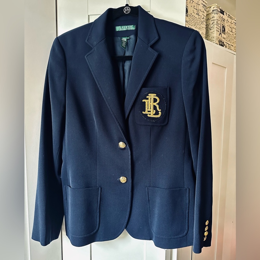 Ralph Lauren Wool Embroidered Navy Blazer